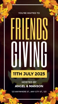 Black Modern & Minimal Yellow Friendsgiving Tampilan Digital (9:16) template