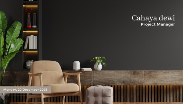 Black Modern & Minimal Zoom Virtual Background  Business Card template