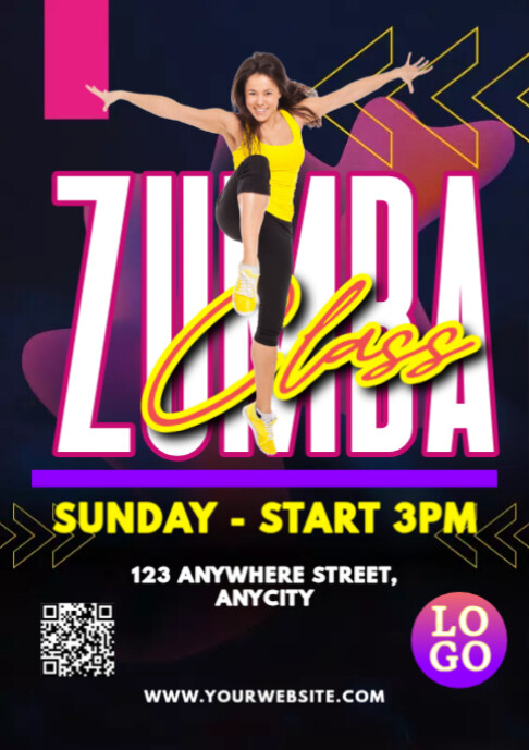 Black Modern & Minimal Zumba Classes A2 template
