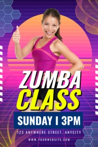 Black Modern & Minimal Zumba Classes Poster Affiche template