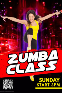 Black Modern & Minimal Zumba Classes Poster template