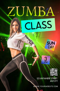 Black Modern & Minimal Zumba Classes Poster template