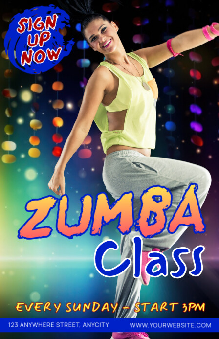 Black Modern & Minimal Zumba Classes Tabloid Template | PosterMyWall