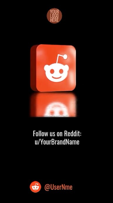 Black Modern & Minimal Animated Reddit Logo Template Snapchat Geofilter Instagram Reel