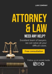 Black Modern & Minimal Attorney And Law A3 template