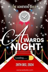 Black Modern & Minimal Awards Night  Poster template