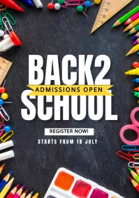 Black Modern & Minimal Back To School A2 template