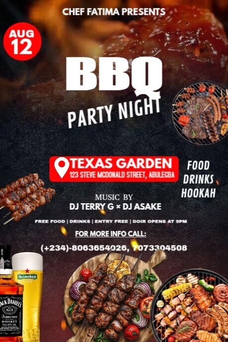 Black Modern & Minimal Bbq Cookout Template Poster