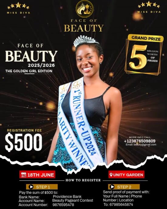Black Modern & Minimal Beauty Pageant Video  Instagram Portrait template