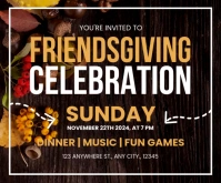 Black Modern & Minimal Black Friendsgiving Celebration Persegi Panjang Sedang Medium Rectangle template