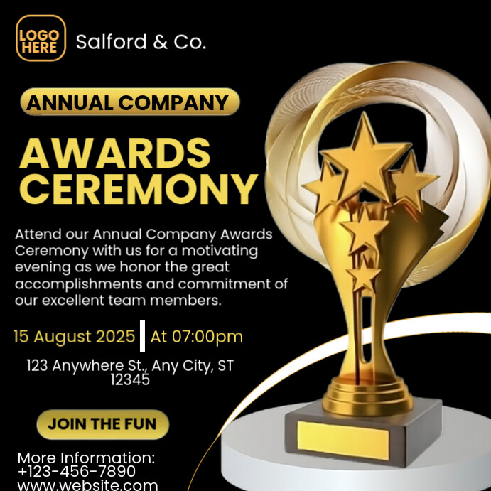 Black Modern & Minimal Black Modern & Minimal Annual Company Awards Instagram Post template