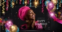 Black Modern & Minimal Bright Colors Happy Birthday Video Photo Facebook Shared Image template