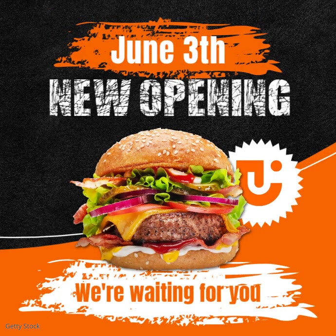 Black Modern & Minimal Burger Restaurant Advertisement Instagram Post Banner Advertising 2025 2026 2 Wpis na Instagrama template