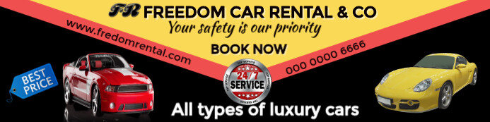 Black Modern & Minimal Car Rental B Banner 2' × 8' template