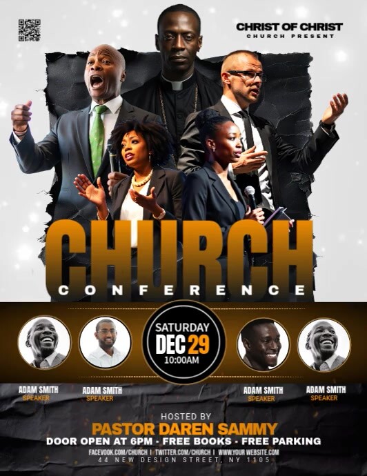 Black Modern & Minimal Church Conference Video Flyer (us Letter) template