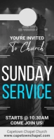 Black Modern & Minimal Church Invitation Template Door Hanger