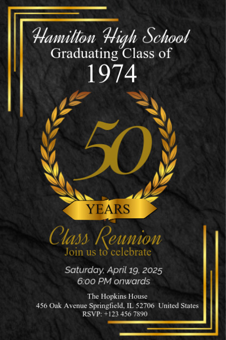 Black Modern & Minimal Class Reunion Poster โปสเตอร์ template