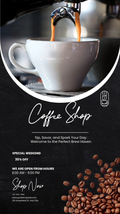 Black Modern & Minimal Coffee Shop Instagram Story template
