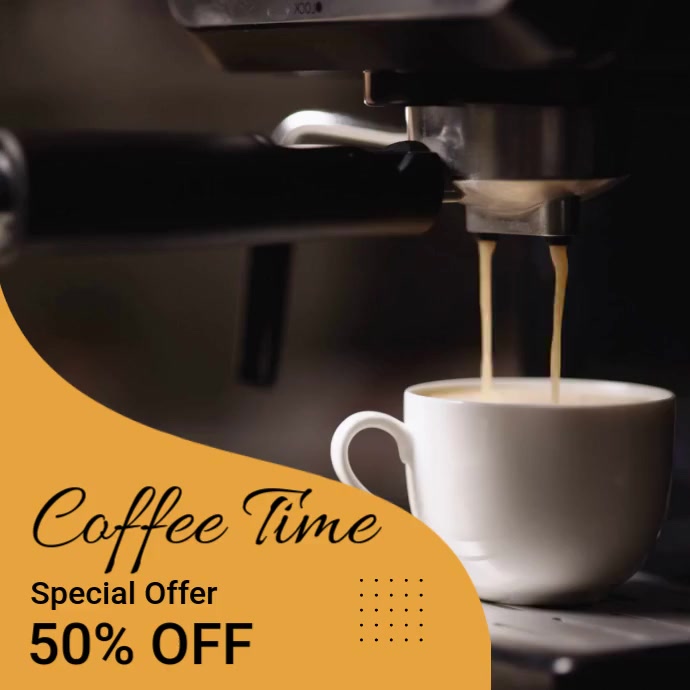Black Modern & Minimal Coffee Time Instagram Post Wpis na Instagrama template