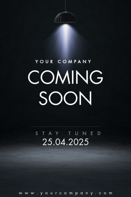 Black Modern & Minimal Coming Soon Announcement Poster Plakat template