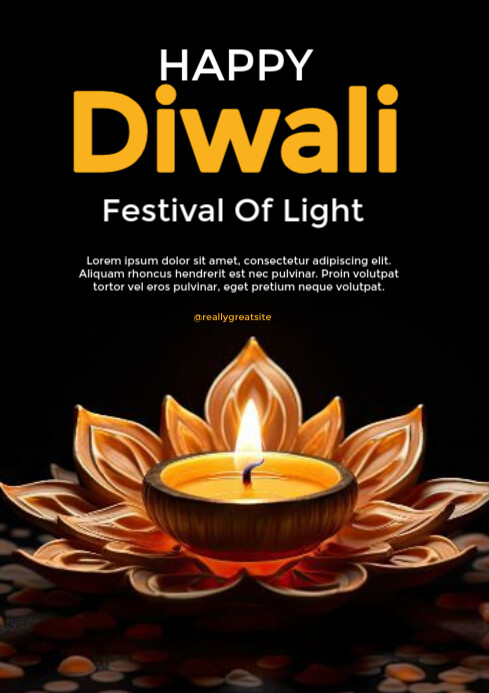 Black Modern & Minimal Diwali Poster Template A4
