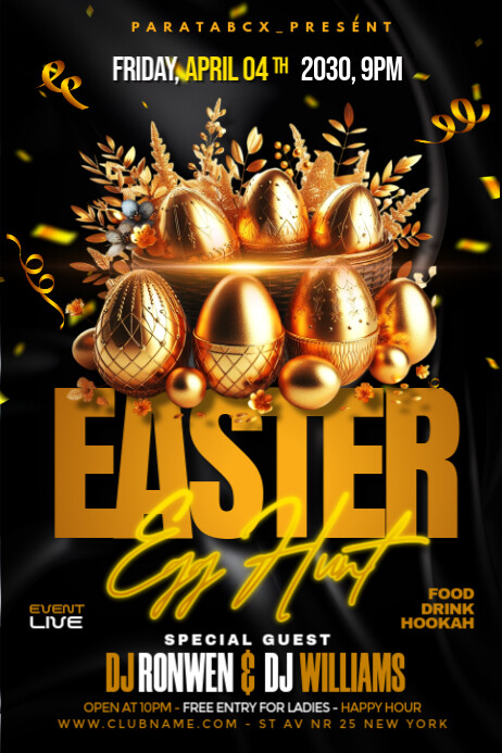 Black Modern & Minimal Easter Egg Hunt Flyer Templates Poster Plakat