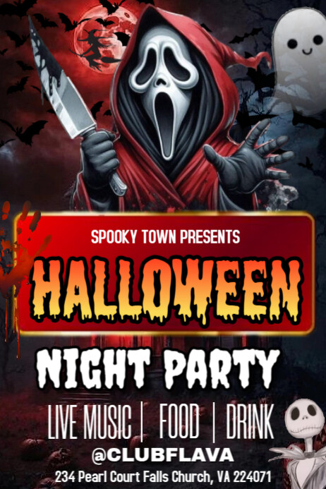 Plantilla de Black Modern & Minimal Editable Halloween Party Poster ...