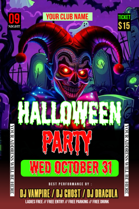 Modèle Black Modern & Minimal Editable Halloween Party Poster ...