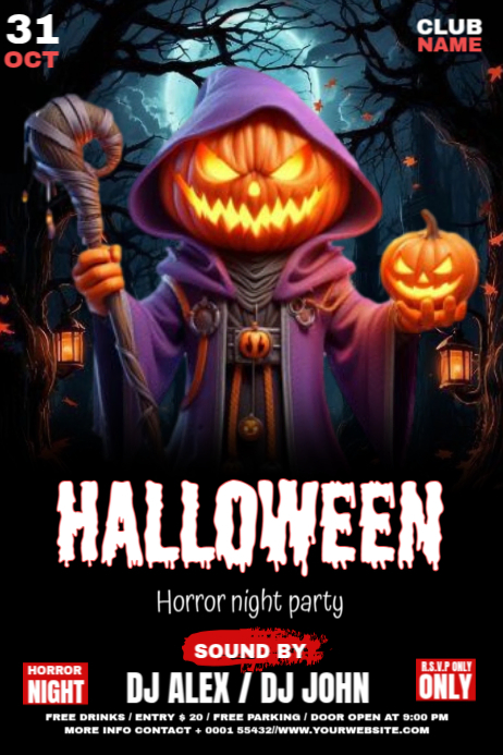 Copy of Black Modern & Minimal Editable Halloween Party Poster ...