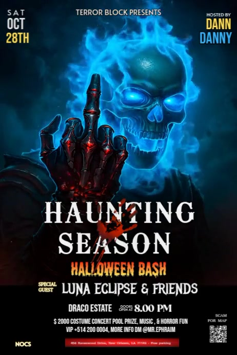 Plantilla de Black Modern & Minimal Editable Halloween Party Poster ...