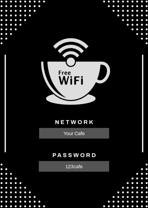 Black Modern & Minimal Free Wifi Access A6 template