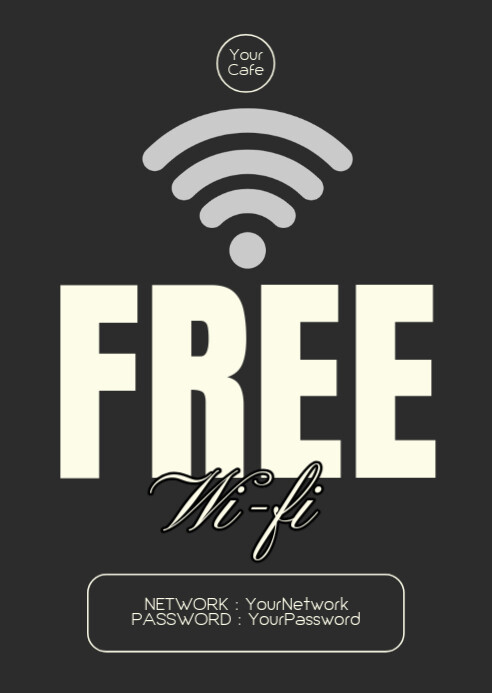 Black Modern & Minimal Free Wifi Login Information A6 template