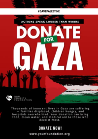 Black Modern & Minimal Gaza Donations A4 template