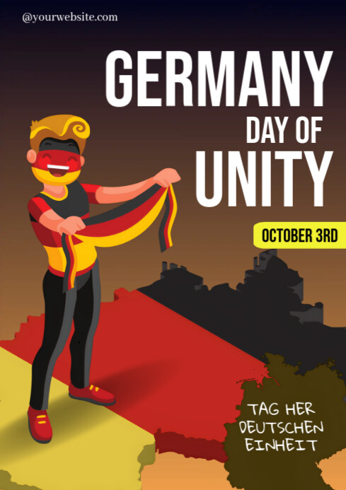 Black Modern & Minimal Germany Day Of Unity A4 template