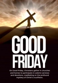 Black Modern & Minimal Good Friday Wish Flyer  A5 template