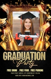 Black Modern & Minimal Graduate Congratulation Template Half Page Wide Halfbladsy Breed