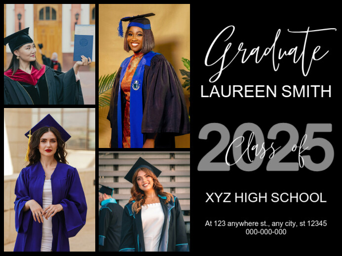 Black Modern & Minimal Graduation Yard Sign Znak podwórkowy template
