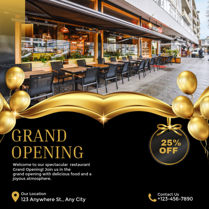 Black Modern & Minimal Grand Opening Restaurant Instagram Post template