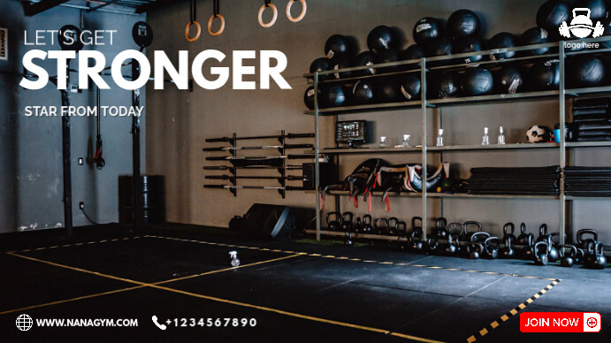 Black Modern & Minimal Gym & Fitness Digital Display (16:9) template