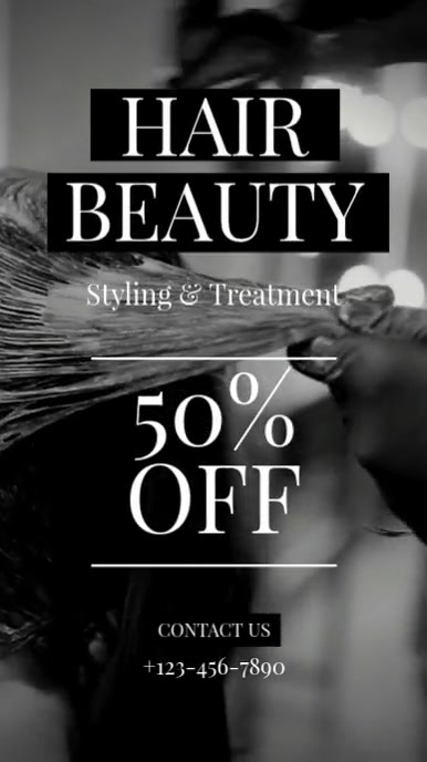 Black Modern & Minimal Hair Salon Instagram Reel template