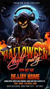 Black Modern & Minimal Halloween Horror Club Party Instagram Story template