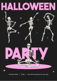 Black Modern & Minimal Halloween Party 2025 A6 template
