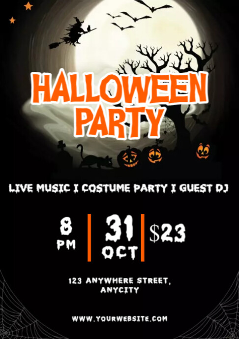Copy of Black Modern & Minimal Halloween Party A2 | PosterMyWall