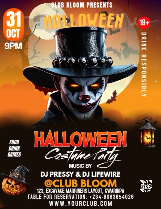 Black Modern & Minimal Halloween Party Flyer Flyer (us Letter) Template ...