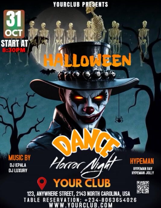 Black Modern & Minimal Halloween Party Flyer Flyer (us Letter) Template ...