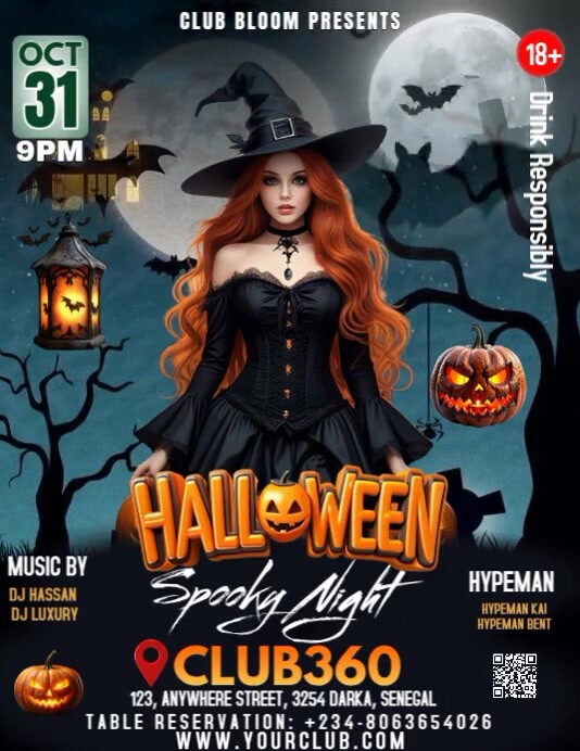 Black Modern & Minimal Halloween Party Flyer Flyer (us Letter) Template ...