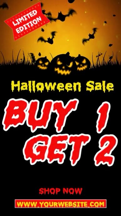 Black Modern & Minimal Halloween Sale Reel Instagram template
