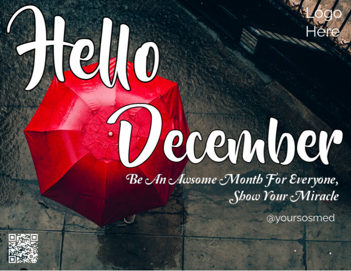 Black Modern & Minimal Hello December Pamflet (letter As) Flyer (US Letter) template