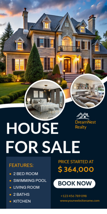 Black Modern & Minimal House Sale  Roll Up Banner 3' × 6' template