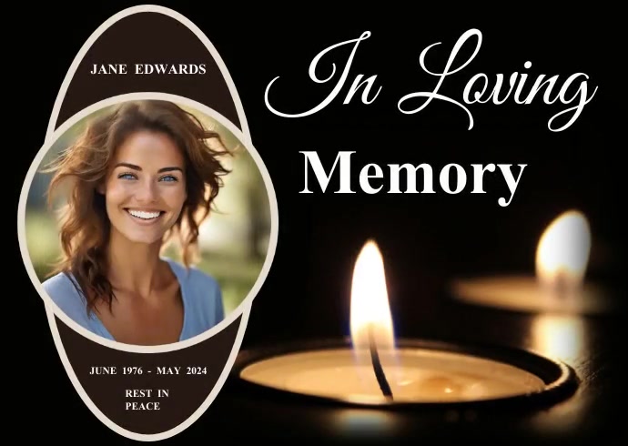 Black Modern & Minimal In Loving Memory A6 template